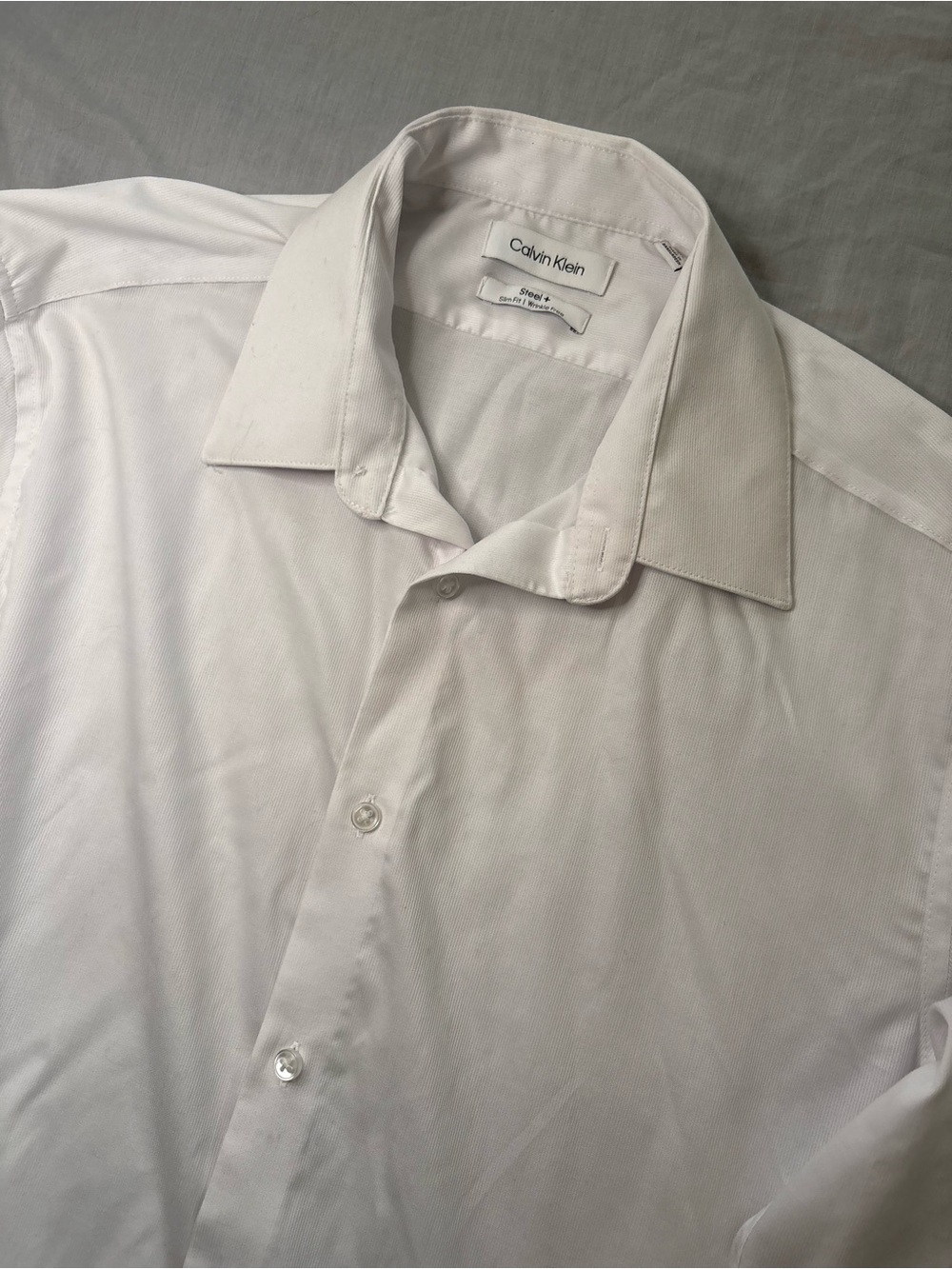 Calvin Klein Men's White Point-Collar Dress Shirt Size L